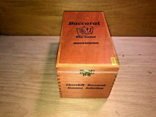 Multiple Avlbl Baccarat The Game Churchill Wood Cigar Box 7.  5 " X4.  25 " X4 " Clasp