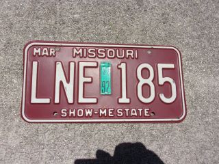 Missouri 1992 Show - Me License Plate Lne 185