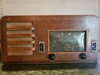 Old Antique Wood Zenith Vintage Tube Radio - Parts Or To Restore 5k037