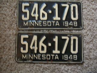 Minnesota License Plates - - Pair,  1948 - - - 546170
