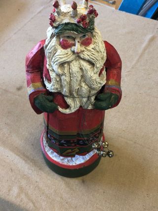 House Of Hatten 13” Tall Santa 5” Base Diameter With Attached Bells