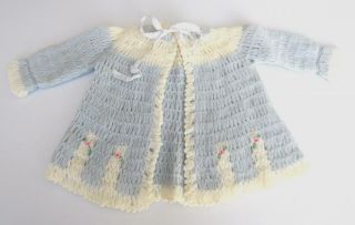 Vintage Baby Infant Clothes Knitted Knit Sweater Blue & White Cute