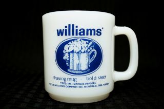 Rare Vintage Williams Mug Shaving Soap Milk Glass Mug Cup Glasbake Htf