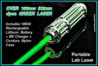 Green 532nm High Intensity Focusing Visible Beam Rechargeable Laser Outfit W/cs