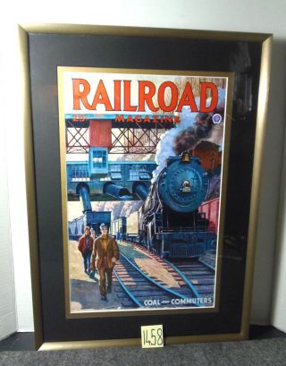 Vintage Framed Railroad Poster March 1946,  Coal And Commuters,  Vg