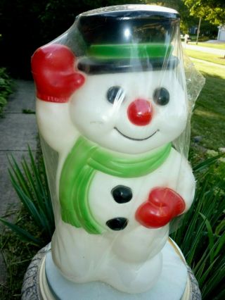 Nos Empire Blow Mold Promotional Snowman Lighted Plastic Christmas 17”