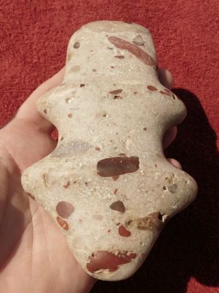 MUSEUM QUALITY COLORFUL PUDDINGSTONE ST JOSEPH CO MICHIGAN BARBED TROPHY AXE 7