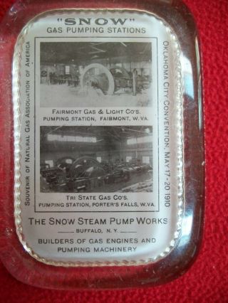 Vintage Snow Gas Pumping Station Glass Paperweight Oklahoma City May 17 1910 3
