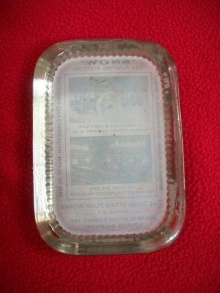 Vintage Snow Gas Pumping Station Glass Paperweight Oklahoma City May 17 1910 4