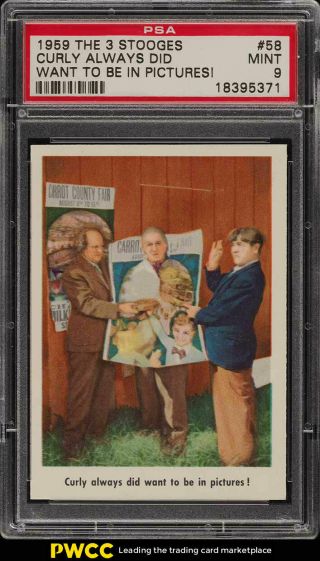 1959 Fleer The 3 Stooges Setbreak Did Want To Be In Pictures 58 Psa 9 Mt (pwcc)