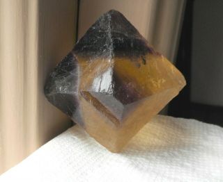 2.  5 X 2.  5 - Natural Octahedron Fluorite - Rare Deep Purple & Medium Yellow