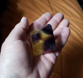 2.  5 x 2.  5 - Natural Octahedron Fluorite - Rare Deep Purple & Medium Yellow 3