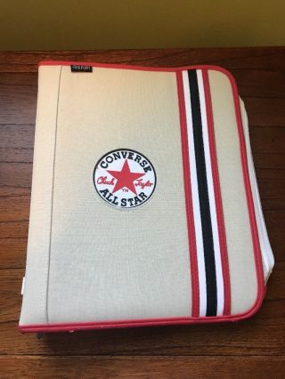 Converse All Star Canvas Zip Notebook Folder Rare Htf Red Black Tan