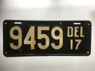 1917 Delaware License Plate 100 All Paint Rare