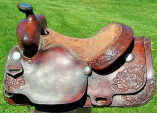 Dave Welker Handmade Tooled 15 " Ranch Reining Saddle Heavyduty Built To Last Nr