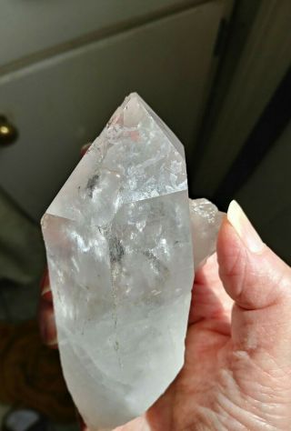 Large Lemurian quartz crystal,  multiple Isis faces multiple rainbows,  many stra 3