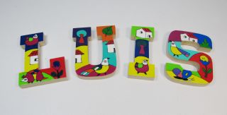 Painted Wooden Letters " Luis " From El Salvador