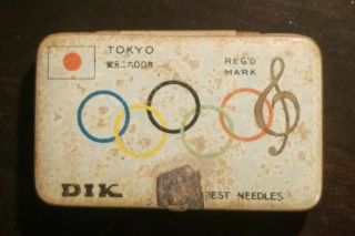 Rare Gramophone Phonograph Needle Tin,  Commemorating Tokyo Olympics Dik
