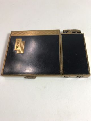 Art Deco - Very Rare Gold Toned Dureum Ronson Beauticase Lighter Combo