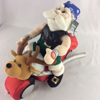 Groovin’ Santa Motorcycle Reindeer Singing Christmas Plush Musical Biker Coyne 