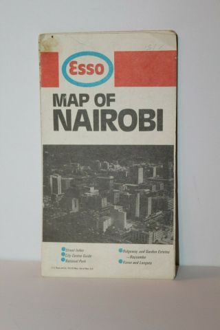 Vintage Esso Road Map Of Nairobi 1976 Printed In Uk