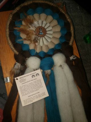 Native American Wool Dream Catcher By Medicine Man