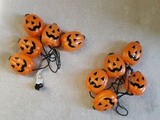 Vintage Halloween Blow Mold Pumpkin Head String Lights