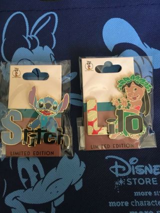 Disney Employee Center Dec Character Names 2 Pins Le 250 Lilo & Stitch