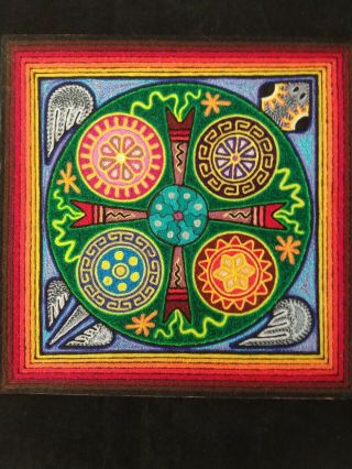 12  X 12  Huichol Yarn Painting By Luis Castro.  Pp794