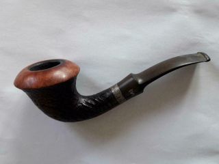 Danish " Stanwell " Tobacco Smoking Curved Pipe Wooden Wood With Silver Band 6mm.