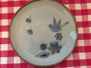 Vintage El Palomar Mexico Pottery 10 " Plate Birds Butterfly Ken Edwards Initials
