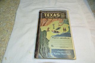 1953 Texas Vintage Road Map / Great Cover Graphics,  Highway Folder,  Texaco