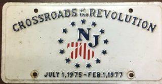 Jersey Bicentennial License Plate,  Crossroads Of The Revolution 1776