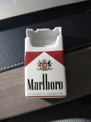 Marlboro Red Ceramic Advertising Cigarette Pack Style Ashtray