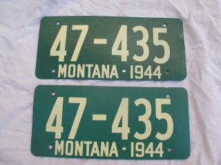 1944 Montana,  Soy Based Fiber Board License Plate,  Pair,  47 - 435