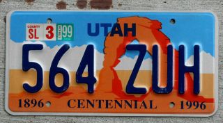 Utah Centennial License Plate Featuring Arches National Park 1999 Sl Stickers