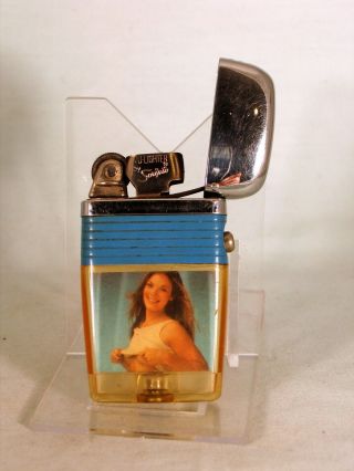 Scripto lighter with pin up - woman pulling up her blouse 7