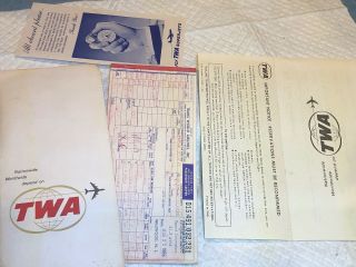 Vintage Twa Trans World Airlines Boarding Pass Folder.  Rome Italy To Jfk.  1965