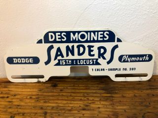 Sanders Dodge Plymouth License Plate Topper - Vintage Gas Oil Sign