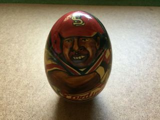 St Louis Cardinals Russian Wooden Weeble Wobble Baseball Bell Figurine Signed