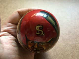 ST LOUIS CARDINALS RUSSIAN WOODEN WEEBLE WOBBLE BASEBALL BELL FIGURINE SIGNED 2
