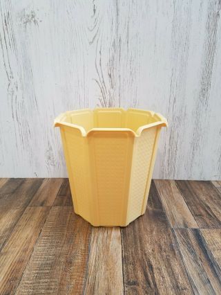 Rare Vintage Retro Rubbermaid Trash Can Waste Basket Bin Yellow Flower Htf