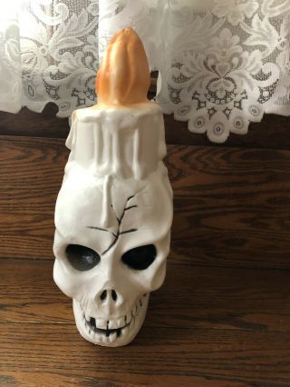 Rare Vintage Skull Head Blow Mold With Candle.  Halloween