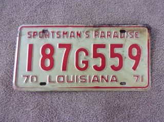 1970 Louisiana 1971 License Plate 187g559