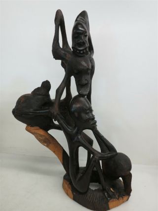 Hand Carved Hard Wood African Art Sculpture Signed Pius Pete
