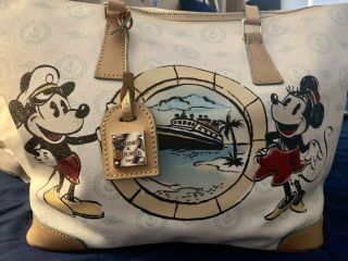 Disney Cruise Line Dcl Dooney & Bourke Mickey And Minnie Port Hole Purse Euc