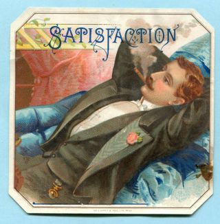 Antique 1880s Satisfaction Geo Harris Sample Outer Cigar Box Label