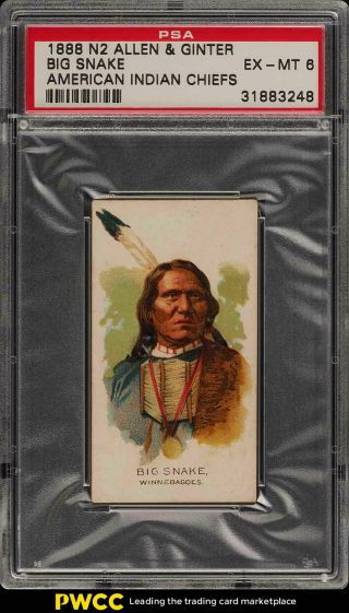 1888 N2 Allen & Ginter American Indian Chiefs Big Snake Psa 6 Exmt (pwcc)
