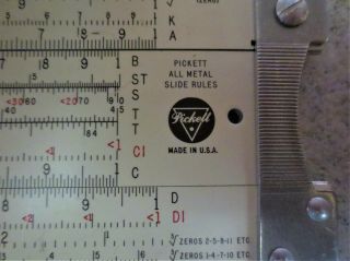 1960 Pickett & Eckel Model N 3 - T Power Log Slide Rule w/Leather Case Made in USA 2