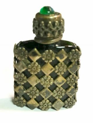 Vintage Ornate Silver Tone Micro Mini Perfume Bottle Made In France